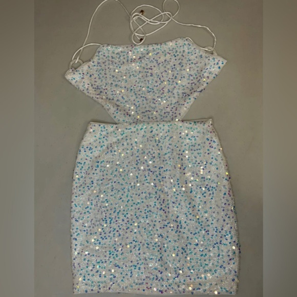 LOOK SKY SPARKLING ERAS‎ TOUR INSPO RHINESTONE DRESS SMALL STRAPPY SEQUIN - Picture 1 of 6